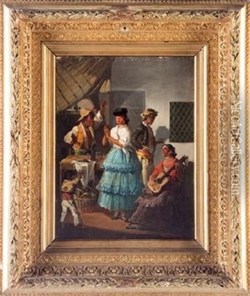 El Baile Oil Painting - Joaquin Dominguez Becquer