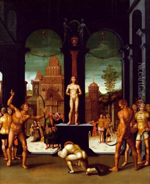 Das Martyrium Des Heiligen Sebastians Oil Painting - Pietro Perugino