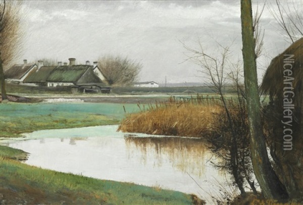 Landscape With A Pond In The Foreground Oil Painting - Laurits Andersen Ring