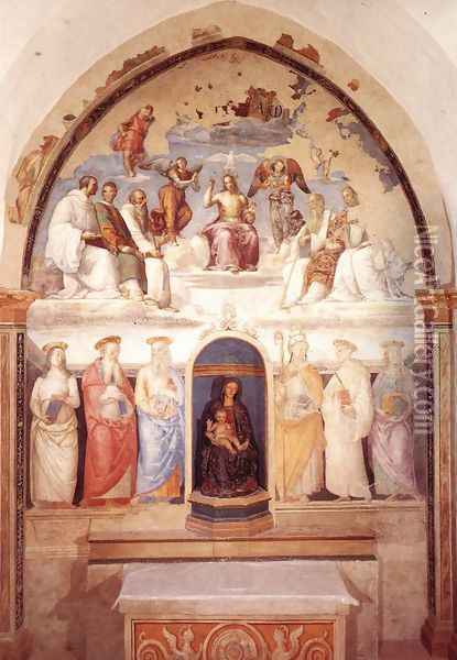 Trinity and Six Saints Oil Painting - Pietro Vannucci Perugino