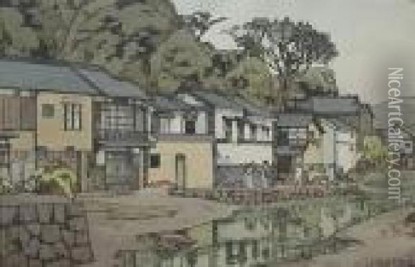 Small Town In Chugoku Oil Painting - Hiroshi Yoshida