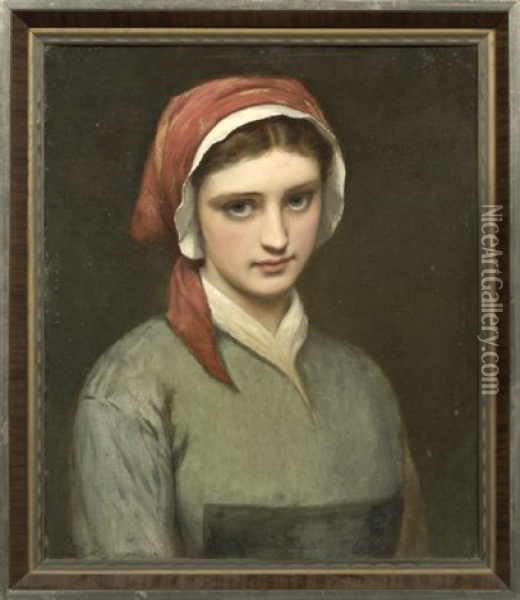 Portrait Of A Young Country Maid Oil Painting - Charles Sillem Lidderdale