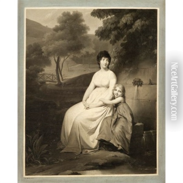 Portrait De Madame Tallien (?) Et De Sa Fille Dans Un Parc Oil Painting - Louis Leopold Boilly