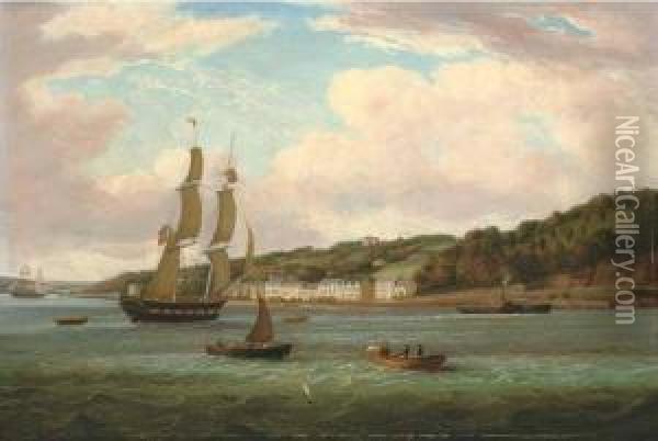 View Of Passage West On The River Lee, Co. Cork Oil Painting - George Mounsey Wheatley Atkinson