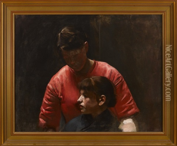 Woman And Young Girl Oil Painting - Richard Thomas Moynan