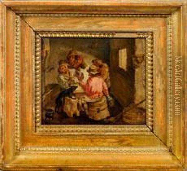 Wirtshausszene Mit Ausgelassenen Zechenden Bauern Oil Painting - Adriaen Jansz. Van Ostade