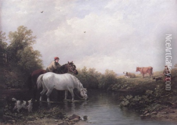 Watering The Horses Oil Painting - Edmund Thornton Crawford