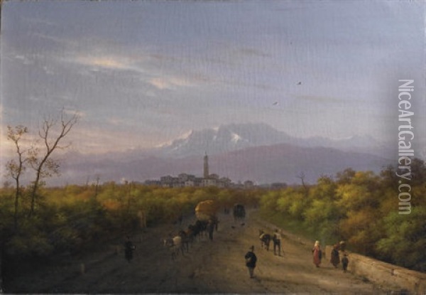 Paesaggio Con Viandanti Oil Painting - Giuseppe Canella I