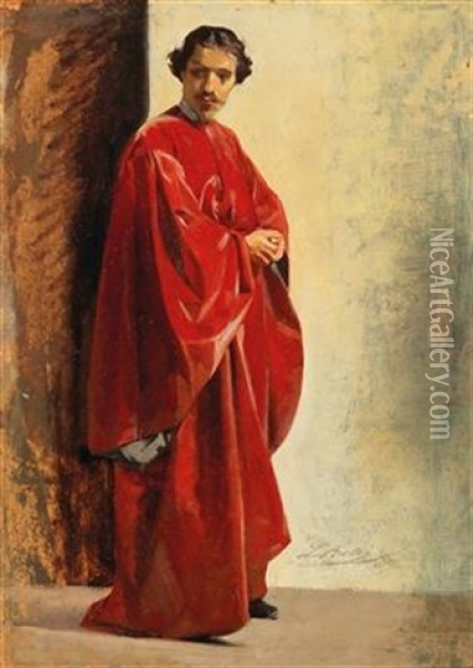 A Dignitary Oil Painting - Luigi Busi