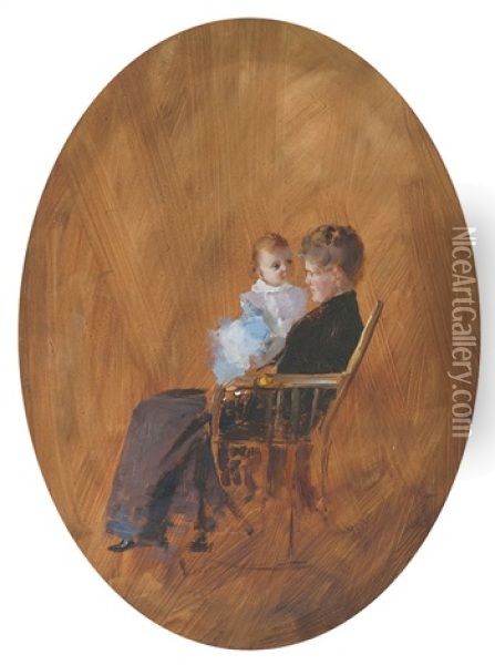 Annie Springthorpe And Enid Springthorpe Oil Painting - Tom Roberts