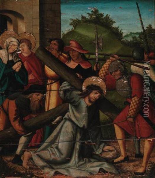 Christ Carrying The Cross; And The Crucifixion Oil Painting - Hans Leonard Schauffelein