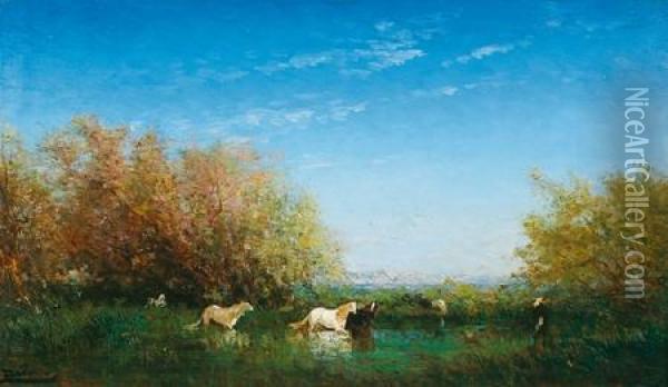 Chevaux Sauvages Oil Painting - Felix Ziem