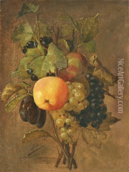Fruit Still-life Oil Painting - Jozsef Molnar