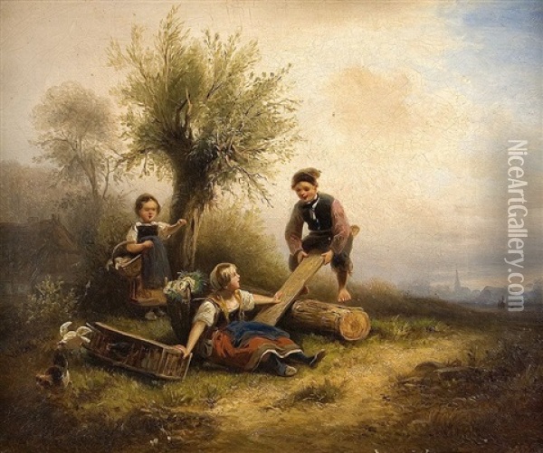 Dumm Gelaufen Oil Painting - Wilhelm Alexander Meyerheim