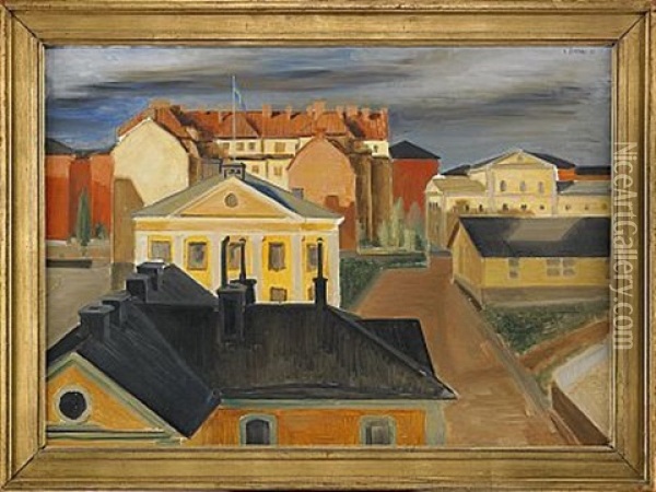 Utsikt Mot Fredrikshofs Slott, Stockholm Oil Painting - Ewald Dahlskog