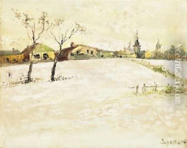 Teli Taj (winter Landscape) Oil Painting - Hugo Scheiber