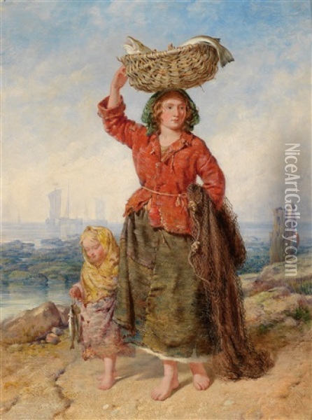 Heimkehrende Fischerfrau Oil Painting - Isaac Henzell