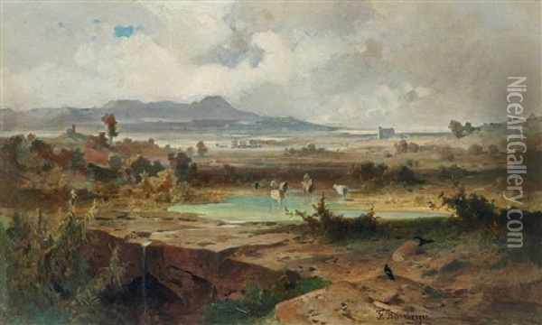 Sudliche Landschaft Oil Painting - Fritz Bamberger