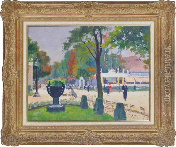 Exposition Des Arts Decoratifs, Cours La Reine, Paris Oil Painting - Jules Ernest Renoux