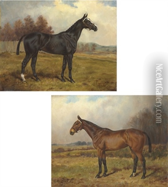 Dick Turpin (+ Miss Sutton : Hunters In Autumn Landscapes; Pair) Oil Painting - Henry Frederick Lucas Lucas