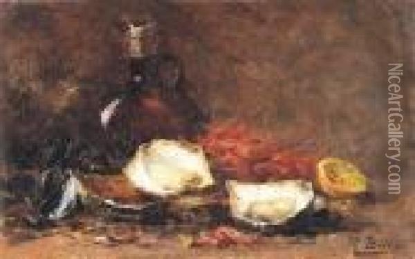 Stilleven Met Oesters En Garnalen Oil Painting - Hubert Bellis