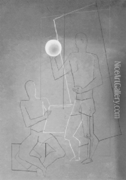 Two Men Standing Oil Painting - Alexandre Fasini