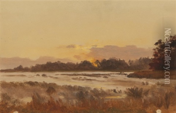 Atmospheric Landscape At Sunset Oil Painting - Lockwood de Forest