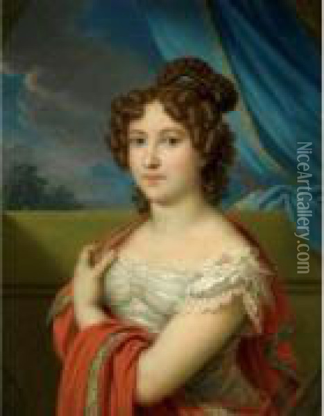 Female Portrait Oil Painting - Johann Baptist Ii Lampi