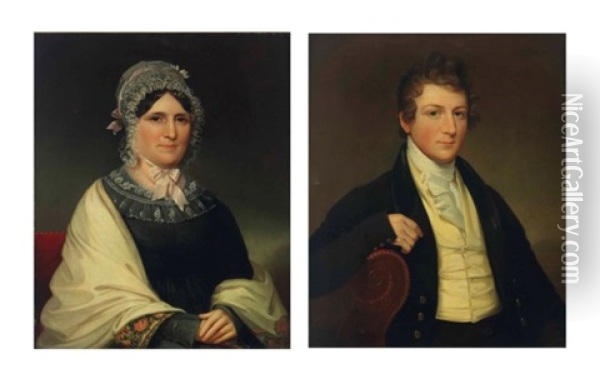 A Pair Of Portraits Of A Lady And A Gentleman Oil Painting - Sarah Miriam Peale