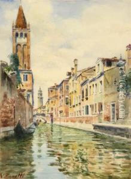 Venice Canal Scene Oil Painting - Vittore Zanetti Zilla