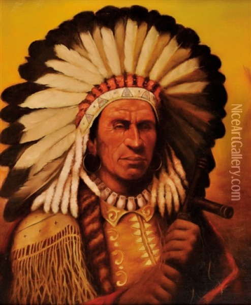 Red Tomahawk Oil Painting - Henry H. Cross