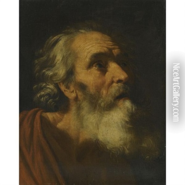 Head Of A Male Saint (saint Peter?; Study) Oil Painting - Hendrick Van Somer