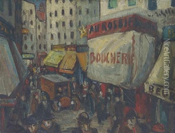 Franzosische Strasenszene Oil Painting -  Eller (Lucien Roudier)