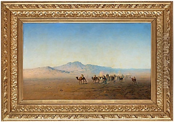 Beduinkaravan Oil Painting - Henrik August Ankarcrona