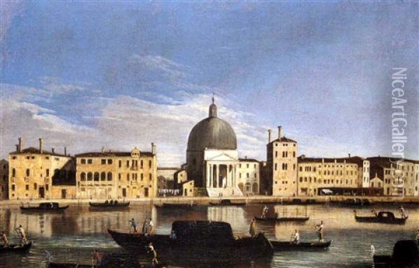 Venezia, Veduta Del Canal Grande Con La Chiesa Di San Simeone Piccolo Oil Painting -  Master of the Langmatt Foundation Views