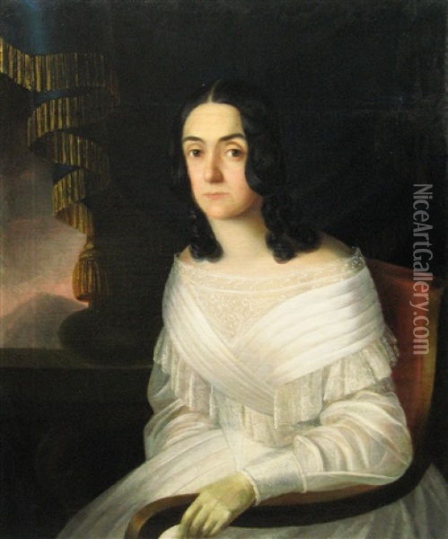 Woman In White Oil Painting - Constantin Daniel Rosenthal