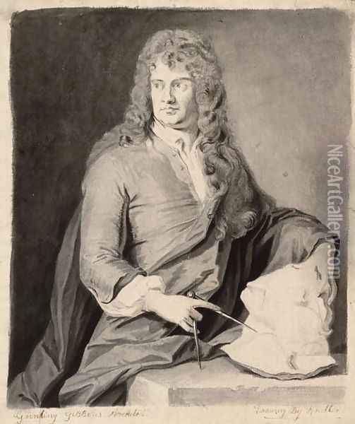Portrait of Grinling Gibbons 1648-1721 Oil Painting - Sir Godfrey Kneller