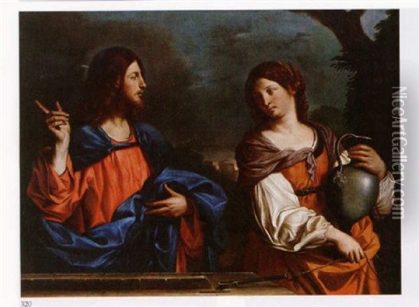 Christ And The Woman Of Samaria At The Well Oil Painting -  Guercino