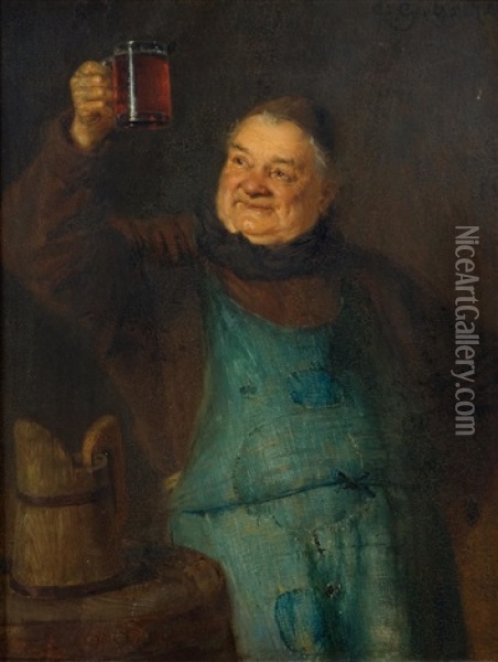 Der Blick Des Braumeisters (the Brewer's Expert Eye) Oil Painting - Eduard von Gruetzner