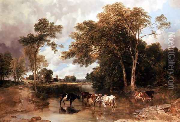 Wooded River Landscape Oil Painting - Lee, Frederick Richard (1798-1879) and Cooper, Thomas Sidney (18