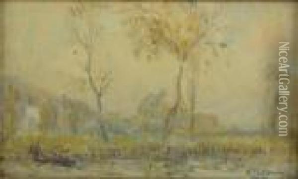 Les Bords De L'etang De Chalou-moulineux, En Automne Oil Painting - Albert Lebourg