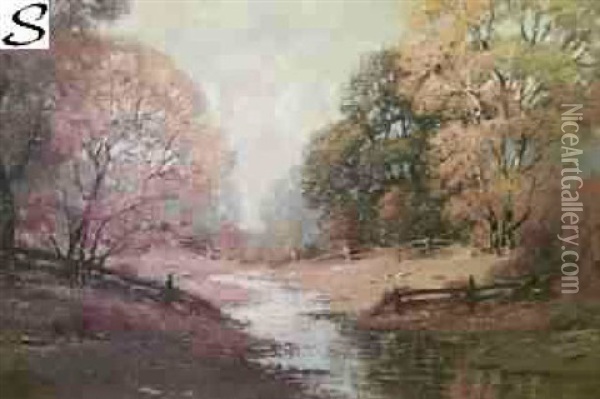 Stream Landscape Oil Painting - Ernest Fredericks