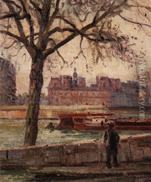 Peniche Sur La Seine Oil Painting - Gustave Madelain