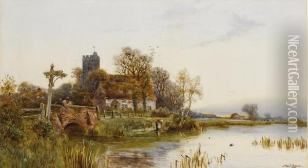 Cottage Along The River Oil Painting - Walker Stuart Lloyd