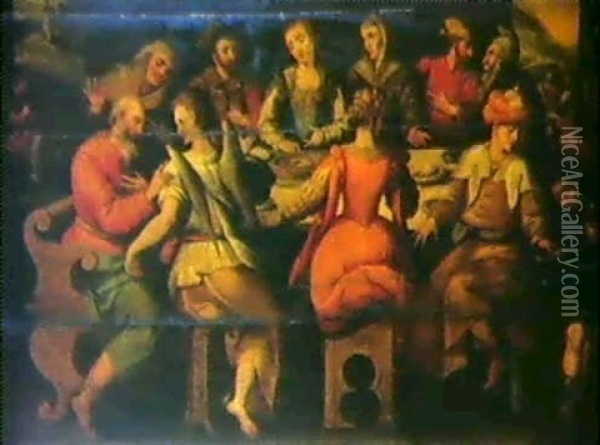 Abraham Et Les Trois Anges Oil Painting - Frans Floris the Elder
