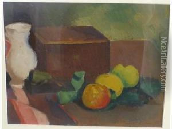 Nature Morte Aux Pommes Et Au Coffret Oil Painting - Amedee de La Patelliere