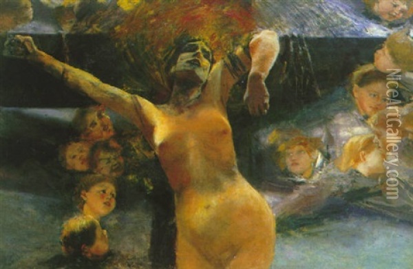 Hexenverbrennung Oil Painting - Albert von Keller