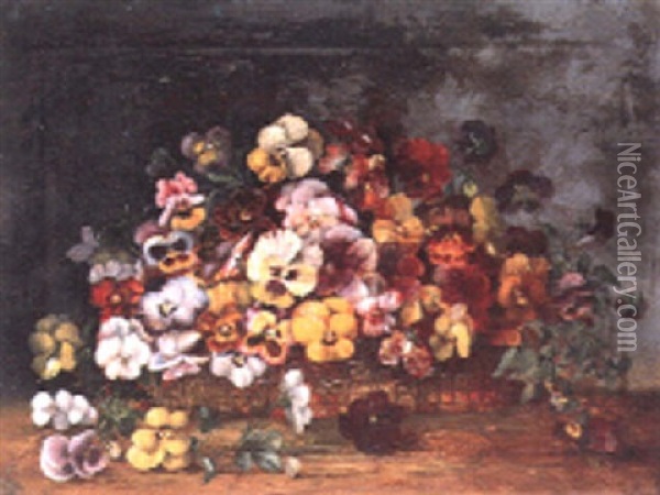 Basket Of Pansies Oil Painting - Marian Ellis Rowan