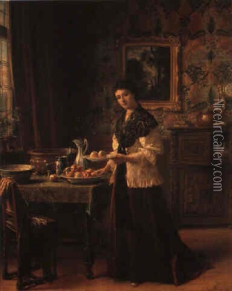 Dame Dans Un Interieur Oil Painting - J. D. Stevens