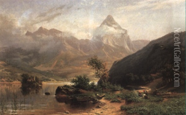 Blick Auf Den Lauerzersee Und Die Beiden Mythen Oil Painting - Niklaus von Pfyffer